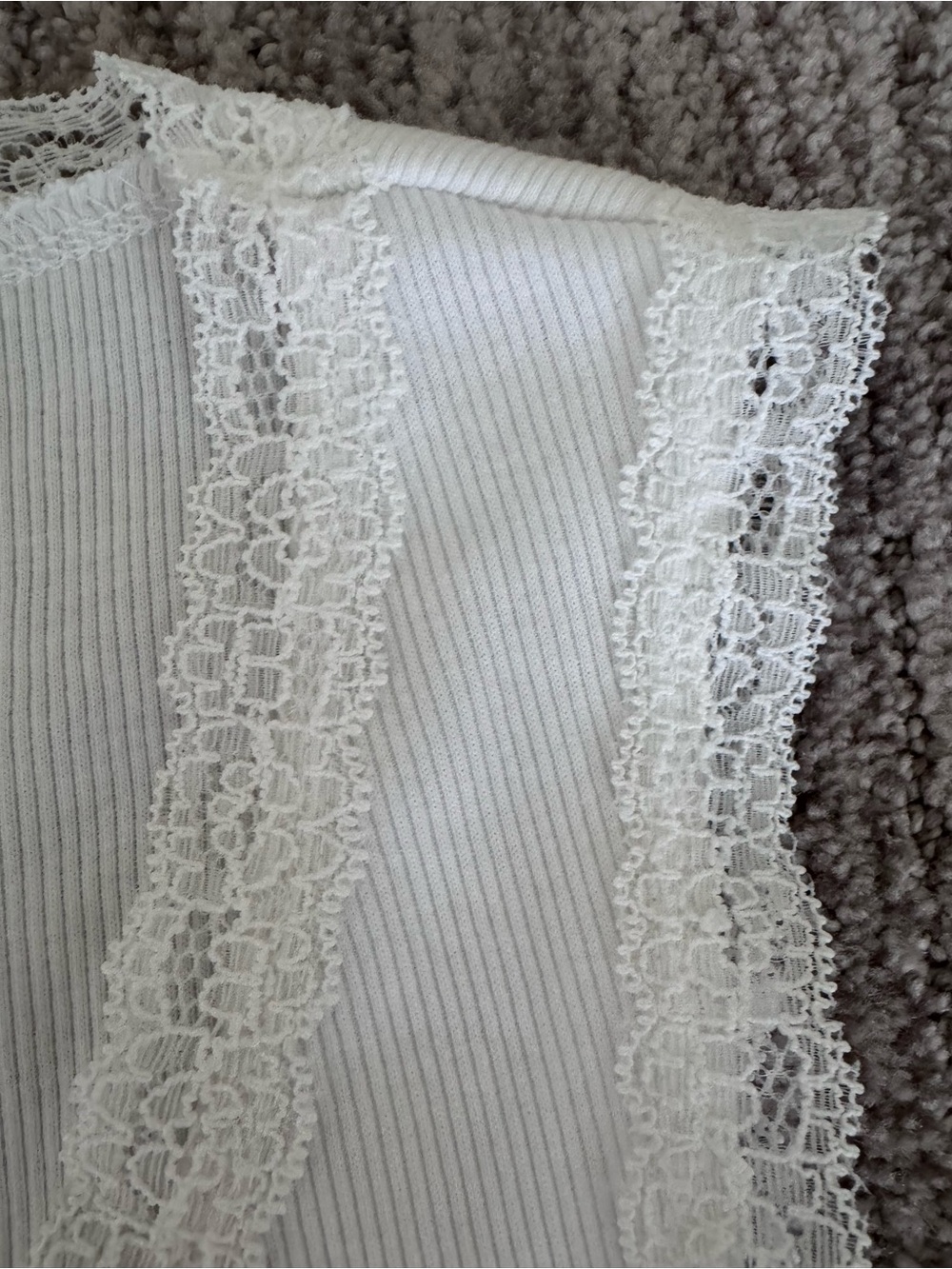 ASOS White Ribbed Lace-Trim Tank - Picture 4 of 7